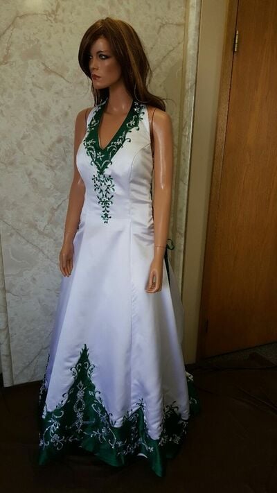 Green Wedding Dress Embroidery Bridal Gowns