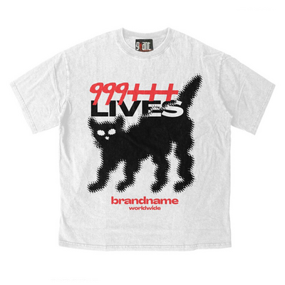 999 lives cat t shirt - Thumbnail 3