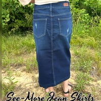 Kyla Mid Length Dark Wash Denim Skirt - Thumbnail 1