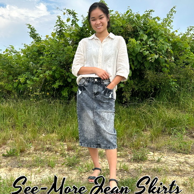 HARLEY MID LENGTH DISTRESSED SNOW WASH DENIM SKIRT