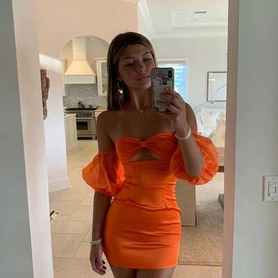 Sexy orange short prom dress homecoming dresses - Thumbnail 1