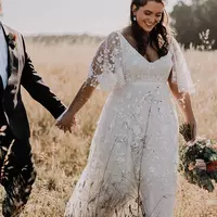 Plus Size Lace Wedding Dress Bridal Dress - Thumbnail 1