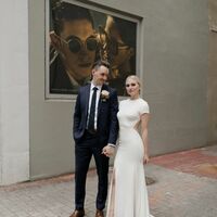 Simple Mermaid Side Slit Wedding Dress Bridal Dress - Thumbnail 3