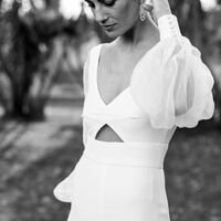 Simple Mermaid Long Sleeve Wedding Dress Bridal Dress - Thumbnail 1