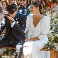 Simple Mermaid Half Sleeve Wedding Dress Bridal Dress - Thumbnail 1