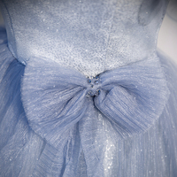 Blue Tulle Long Prom Dresses, Cute A-Line Blue Evening Dresses - Thumbnail 3