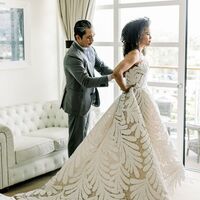 Ball Gown Lace Strapless Wedding Dress Bridal Dress - Thumbnail 1