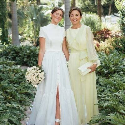 Simple a line side slit beach boho wedding dress bridal dress - Thumbnail 4