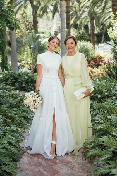 Simple A Line Side Slit Beach Boho Wedding Dress Bridal Dress