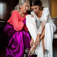 Simple Sheath Lace Long Sleeve Beach Boho Wedding Dress Bridal Dress - Thumbnail 5