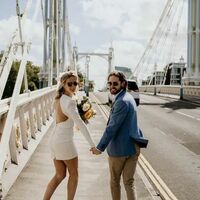 Simple Sheath Long Sleeve Mini Short Beach Boho Wedding Dress Bridal Dress - Thumbnail 3