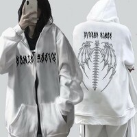 Harajuku Autumn Women Hooded Sweatshirt Zipper Butterfly Print Long Sleeve Hoodie Jacket - Thumbnail 1