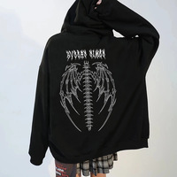 Harajuku Autumn Women Hooded Sweatshirt Zipper Butterfly Print Long Sleeve Hoodie Jacket - Thumbnail 2