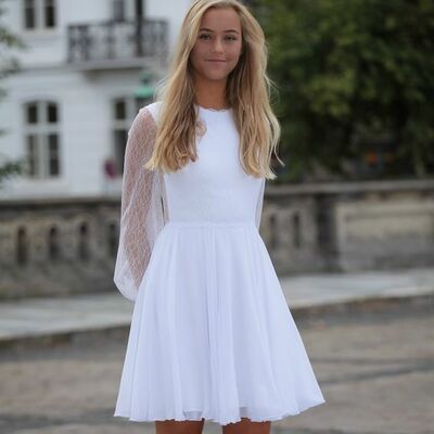 Simple a line chiffon long sleeve mini short beach boho wedding jumpsuit bridal dress - Thumbnail 3