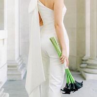 Simple One Shoulder Beach Boho Wedding Jumpsuit Bridal Jumpsuit - Thumbnail 1
