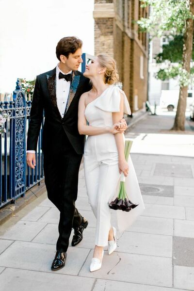 Simple One Shoulder Beach Boho Wedding Jumpsuit Bridal Jumpsuit