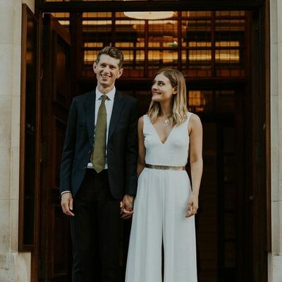 Simple deep v neck beach boho wedding jumpsuit bridal jumpsuit