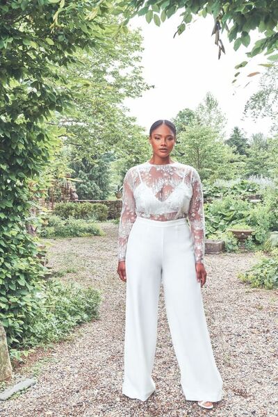 Simple Lace Two Pieces Beach Boho Wedding Jumpsuit Bridal Jumpsuit