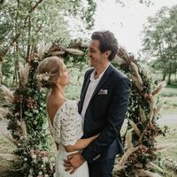 Simple Lace Beach Boho Wedding Dress Bridal Dress - Thumbnail 1