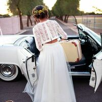 Simple Two Pieces Lace Beach Boho Wedding Dress Bridal Dress - Thumbnail 1