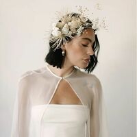 Simple Two Pieces with Shawl Beach Boho Wedding Jumpsuit Bridal Jumpsuits - Thumbnail 1