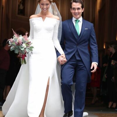 Simple mermaid long sleeve wedding dress bridal dress