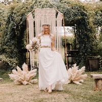 Two Pieces Bohemian Wedding Dresses A Line Appliques Lace Beach Bridal Gowns，1568 - Thumbnail 1