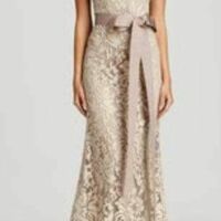 Champagne Sheath One Shoulder Lace Mother of Bride Dress Evening Dress,1573 - Thumbnail 1