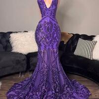 Fashion halter sparkly purple prom dresses,1574 - Thumbnail 1
