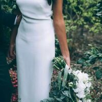 Simple Cap Sleeve Sheath Beach Wedding Dress Bridal Dress - Thumbnail 1