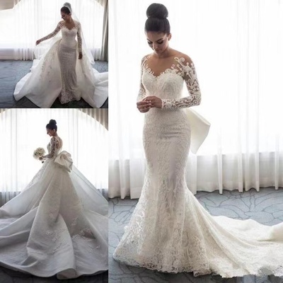 Mermaid wedding dresses bridal gown with bowknot - Thumbnail 1