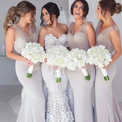 Simple a line tulle bridesmaid dresses - Thumbnail 1