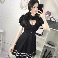 New sexy love open-chest lapel short-sleeved dress - Thumbnail 1