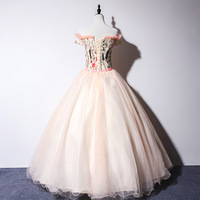 Cute Tulle Lace Long Prom Dress, A-Line Off Shoulder Evening Dress,1576 - Thumbnail 1