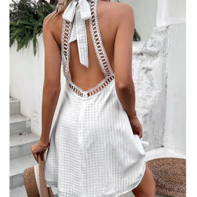 Fashion sexy sleeveless white dress - Thumbnail 1