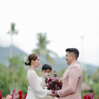 Simple Chiffon Long Sleeve Tea-length Beach Boho Wedding Dress Bridal Dress - Thumbnail 3