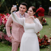 Simple Chiffon Long Sleeve Tea-length Beach Boho Wedding Dress Bridal Dress - Thumbnail 4