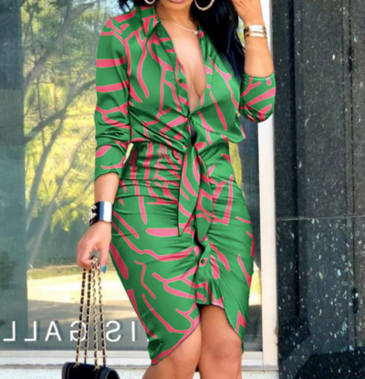 Fashion Sexy Printed Long Sleeve Dress