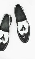 Unique Black Patent and White Crocodile Contrast Tassel Loafers Men Wingtip Dress Shoes - Thumbnail 5