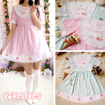 Original sweet and cute pink strawberry dress