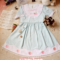 Original Sweet and Cute Pink Strawberry Dress - Thumbnail 3
