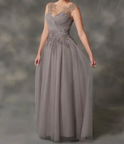 gray chiffon mother of the bride/groom dresses with jacket applique lace dresses evening wear wedding guest dress