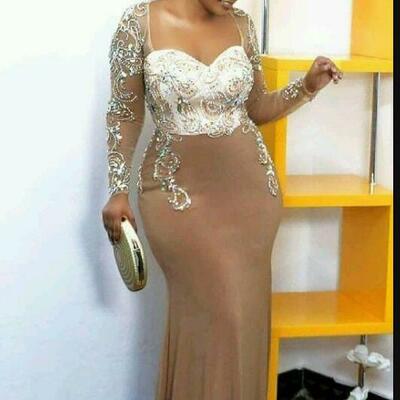  plus size mermaid mother of the bride dress long sleeves beaded champagne mother party dresses mother formal wear