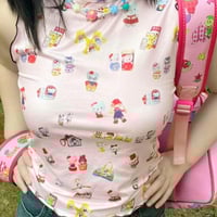 Y2K Kitten Cartoon Printed Top - Thumbnail 1