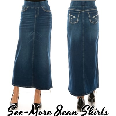 Classic comfort kristy long indigo wash denim skirt
