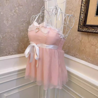 Sweetheart Princess Romantic Pink Vintage Coquette White Ribbon Strap Tank Top Camisole - Thumbnail 1