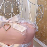 Sweetheart Princess Romantic Pink Vintage Coquette White Ribbon Strap Tank Top Camisole - Thumbnail 2