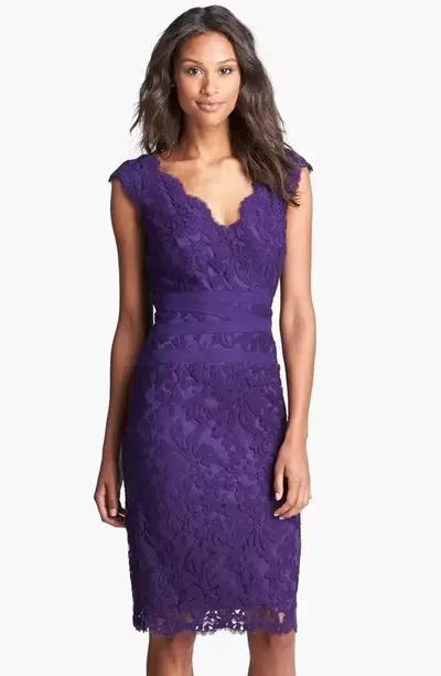 Purple Mini Short Sheath Lace Mother of Biride/Groom Dress