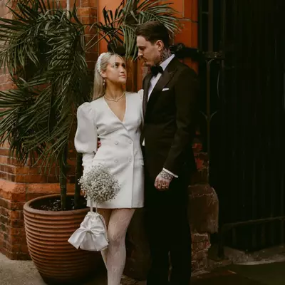 Simple mini short wedding dress bridal dress - Thumbnail 2