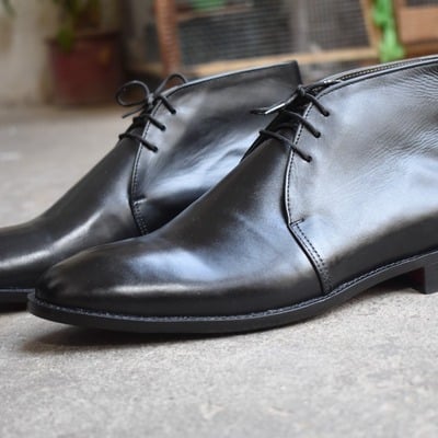 Hot sale men's hand stitch black genuine leather chukka formal wear lace up boot